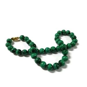 VINTAGE GRADUATED MALACHITE 20" BEADED NECKLACE